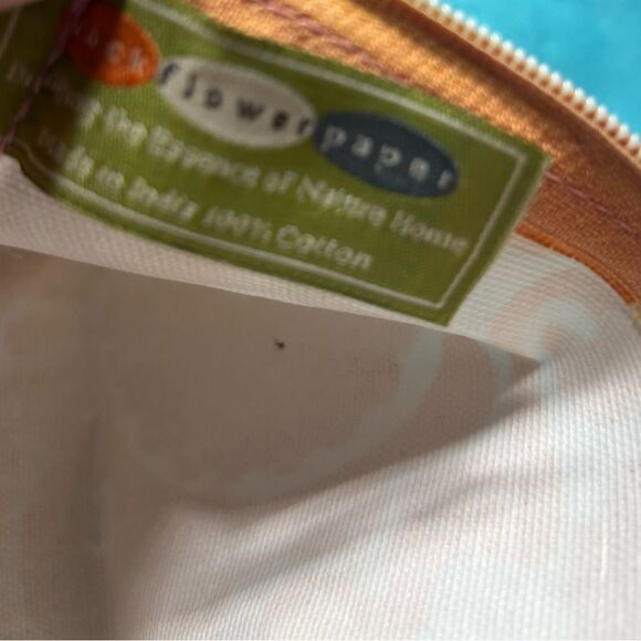 Pink Floral & Orange Scroll Canvas Bag Pouch See Pics for Measurements - Picture 3 of 9